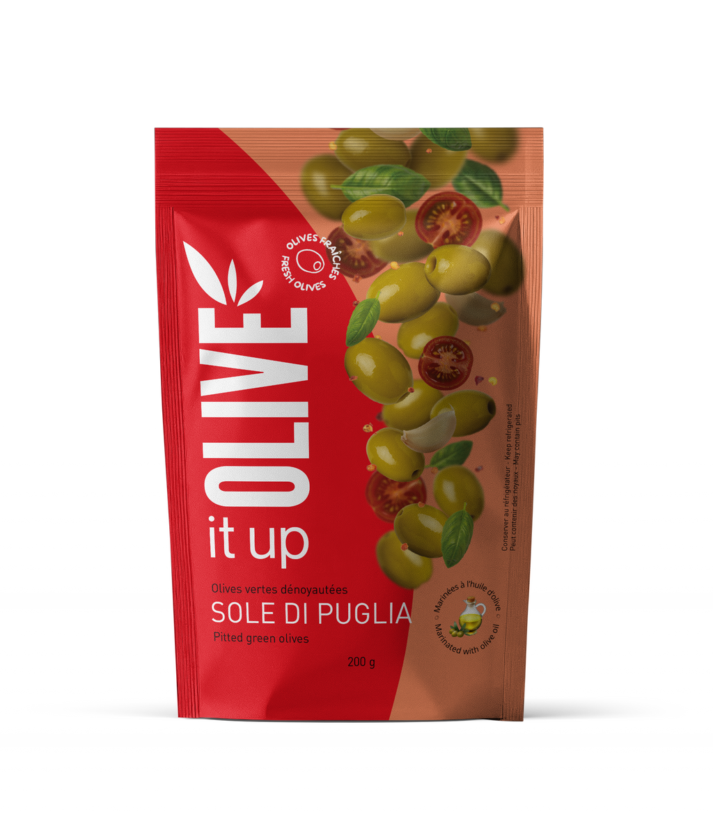 Olives vertes dénoyautées Sole di Puglia - Olive It Up, 200 g